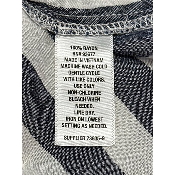 A.N.A. Striped Long Sleeve Rayon Blouse Size Large Breathable Lightweight Button - Picture 6 of 7